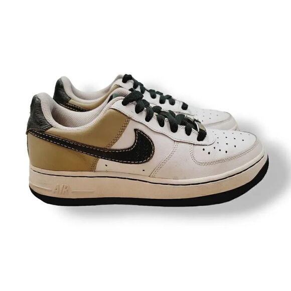 Vintage Y2K Nike Air Force 1 '07 White Dark Army Green Tweed 314192-132 Y5.5/ W7 - Picture 4 of 15